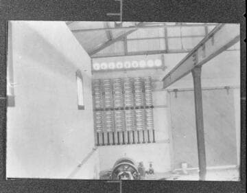 The interior of the power house at Santa Ana River #1 Hydro Plant
