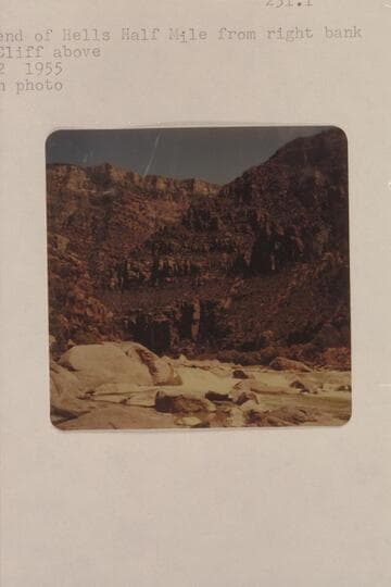 Upper end of Hells Half Mile from right bank; Dunns Cliff above