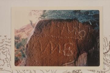 Jame rock in Minnie Maud Creek, right bank. Mouth of Dry Canyon