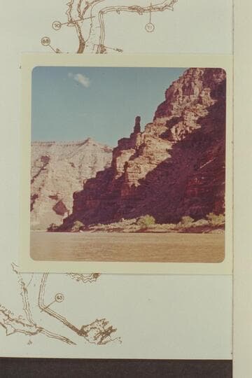 Light House Rock. Mile 71.6 right bank. Downstream from point near that from which Beaman made his picture in 1871