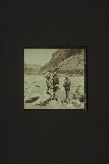 Studying Kwagunt Rapid from the right bank. Left to right: Masland; Sanderson; Belknap