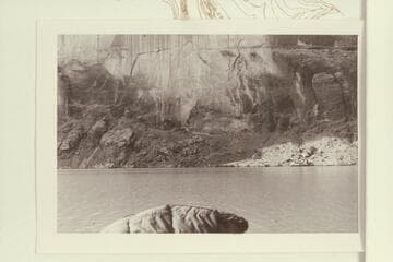 Settlement at the top of the talus due to the filling of Lake Powell opposite Llewellen Gulch. Mile 81.9