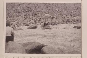 The sadiron "Joan" on the rocks in Cataract Canyon. Rapid 23