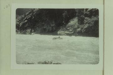 Bill Davis in No Name Rapid or Harp Rapid in Lodore. Probably Mile 233.1. From left bank
