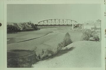 The Colorado River at Yuma. Foundation of former turntable is lower left