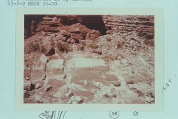 Erosion of beaches in Marble Canyon due to sustained low water which prevents replacement of the sand. About Mile 39