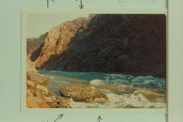 Rapid 231. Arrow a-a, rock in middle beginning to show. Arrow b, rock with "cushion wave"
