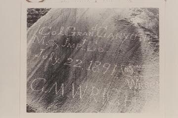 Best Expedition inscription at Mile 204 1/2, right bank. Part of print sent by Reilly 1960, May 24. Photo with camera of Lee Howland, 1959